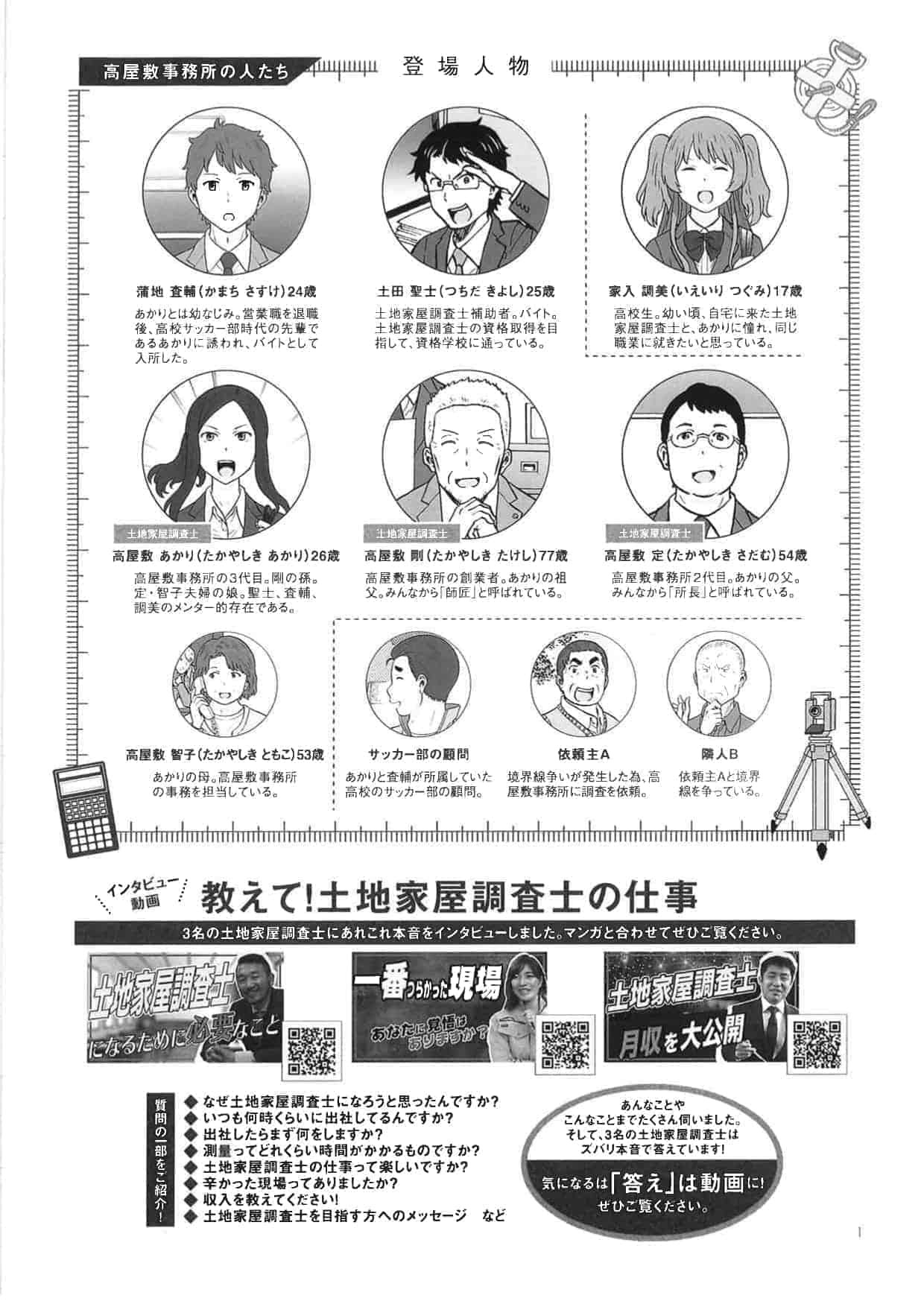 マンガでわかる土地家屋調査士成長物語_登場人物紹介ページ